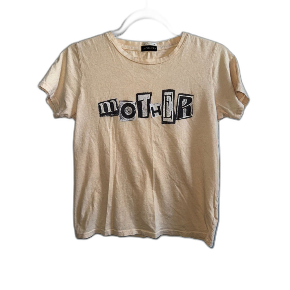 MOTHER Denim The Itty Bitty Goodie Goodie Tee Amber Light Ransom Note XS